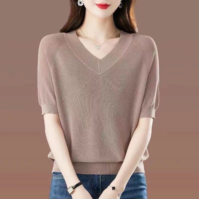 C815. LIGHT BROWN SHORT SLEEVES TOP
