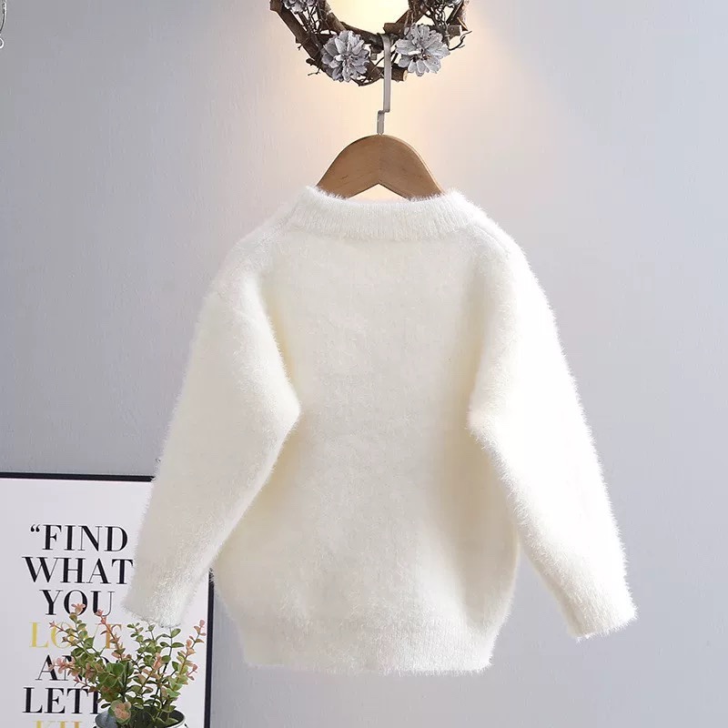 K508. BABY SWEATER WHITE Horsey