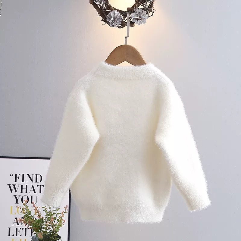 K508. BABY SWEATER WHITE Horsey