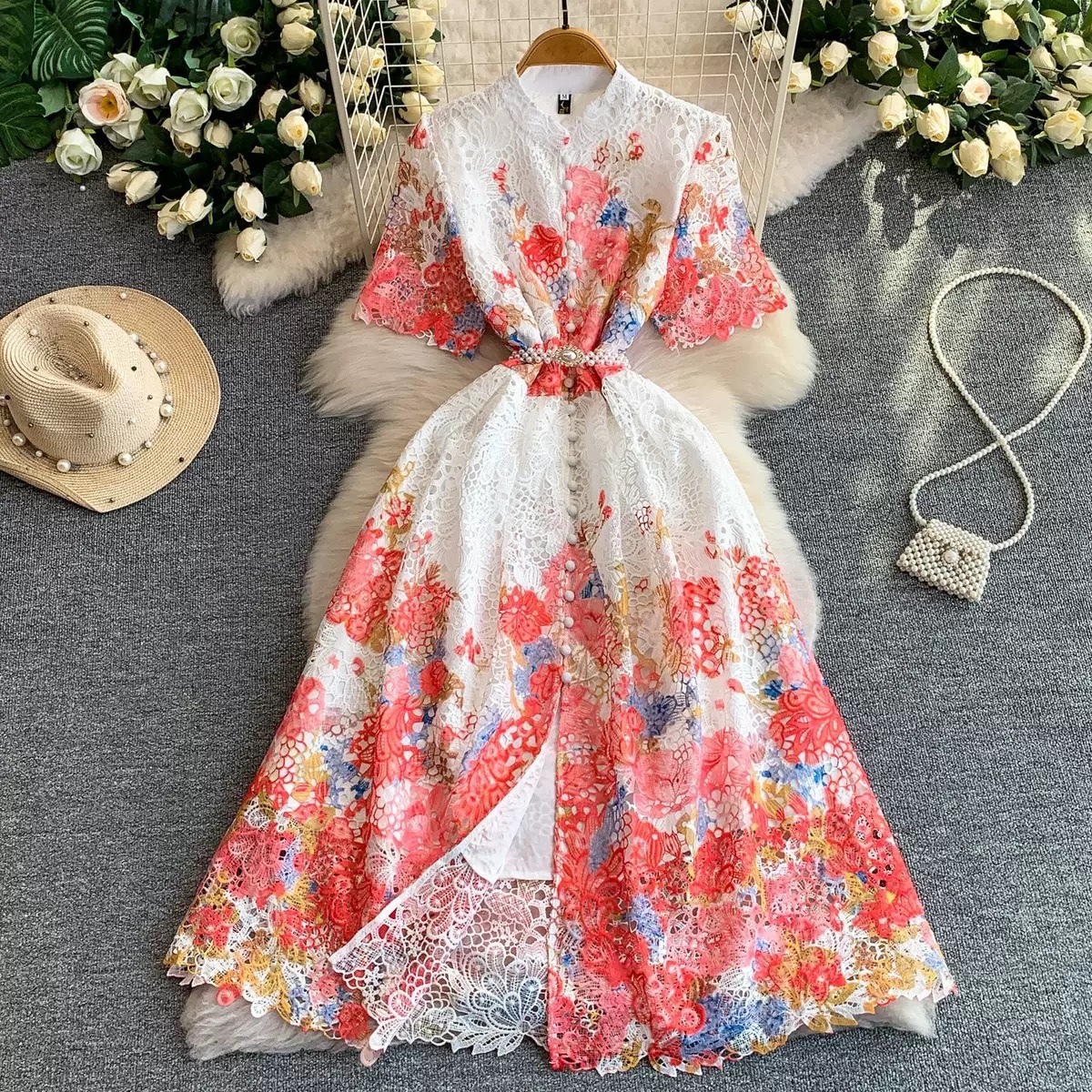8263. LACE DRESS EXCLUSIVE YELLOW