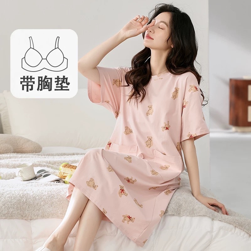S274. SLEEPWEAR DRESS BEAR PINK