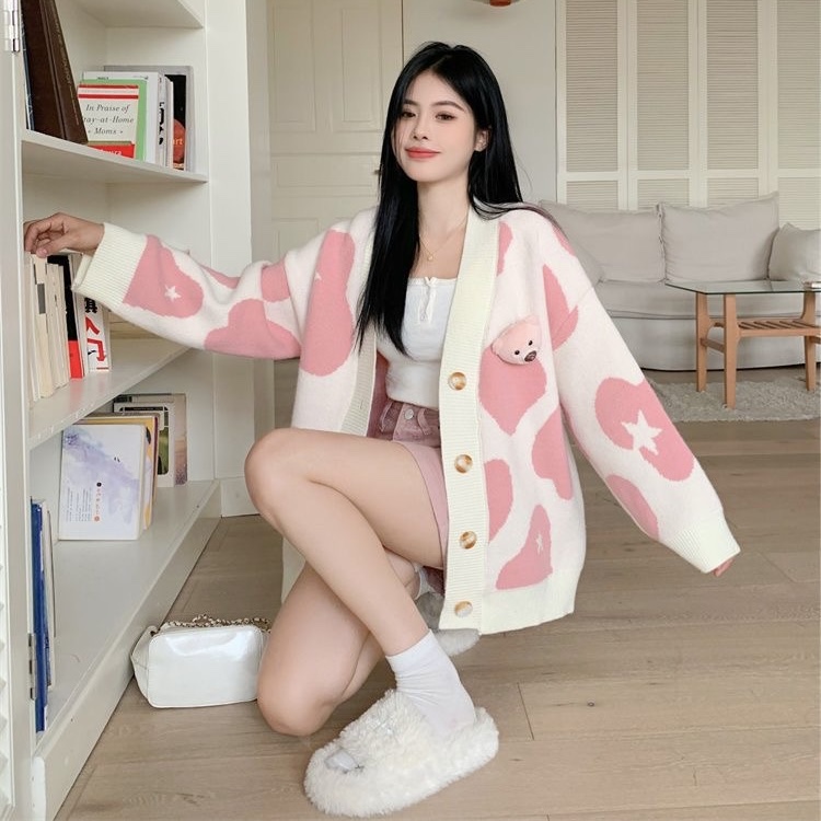 9221. CARDIGAN BEAR WHITE