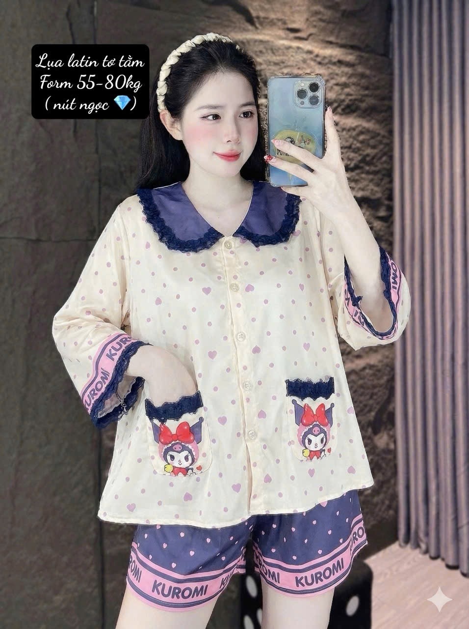 V1025. SLEEPWEAR KUROMI PURPLE