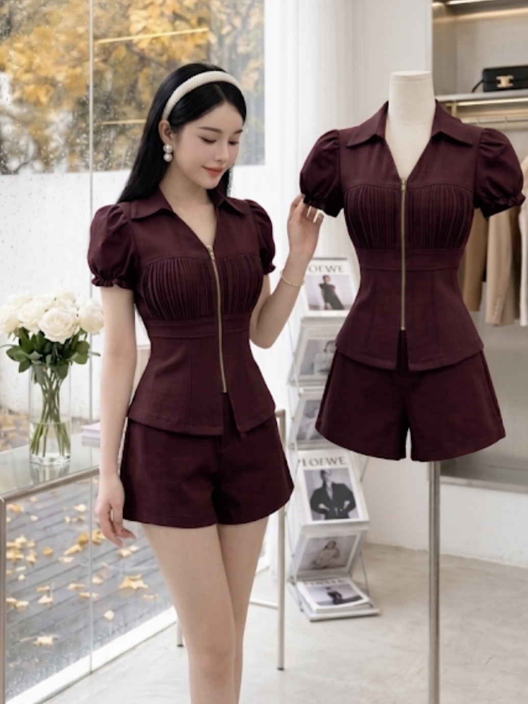 V1200. SET RED ZIPPER NGAN