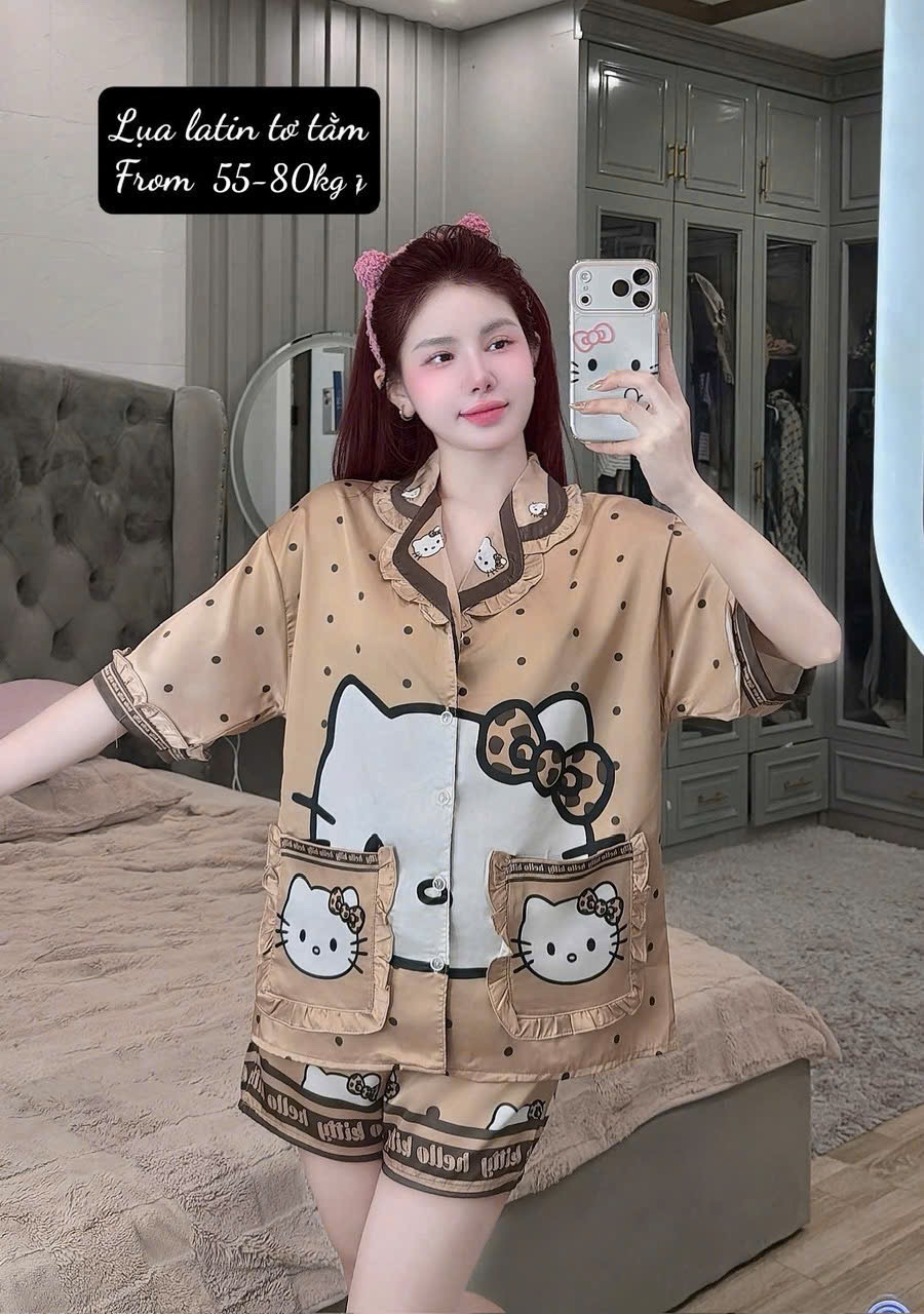 V1006. SLEEPWEAR HELLO KITTY BROWN