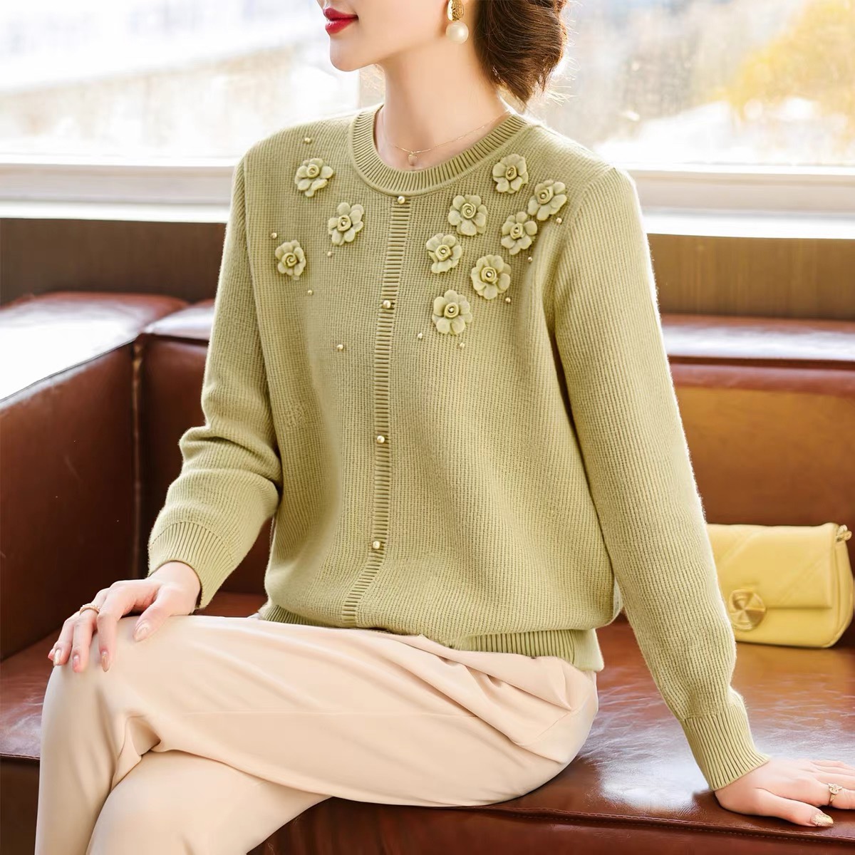 C1256. MONGTOGHI TOP LONG SLEEVES GREEN