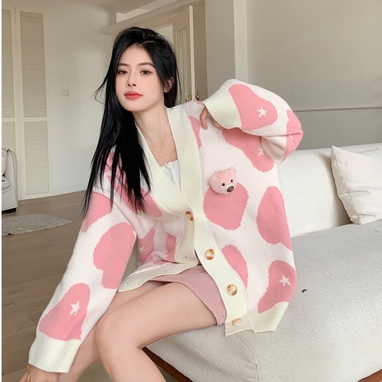 9221. CARDIGAN BEAR WHITE