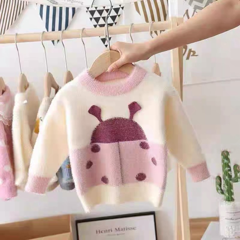 K544. BABY SWEATER LADYBUG PINK
