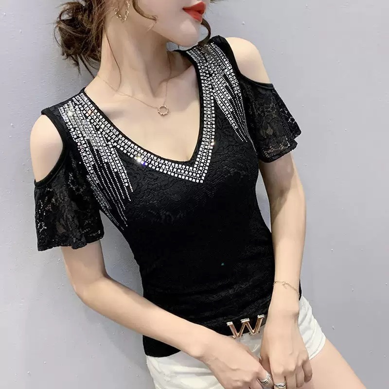 C1019. LACE TOP BLACK