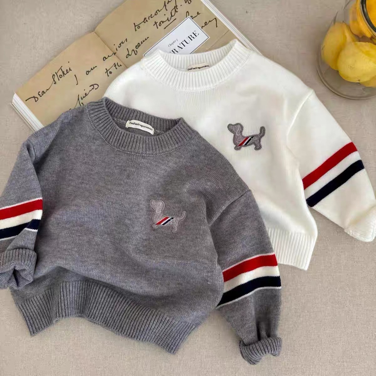 K449. KID BOY DOG WHITE TOP