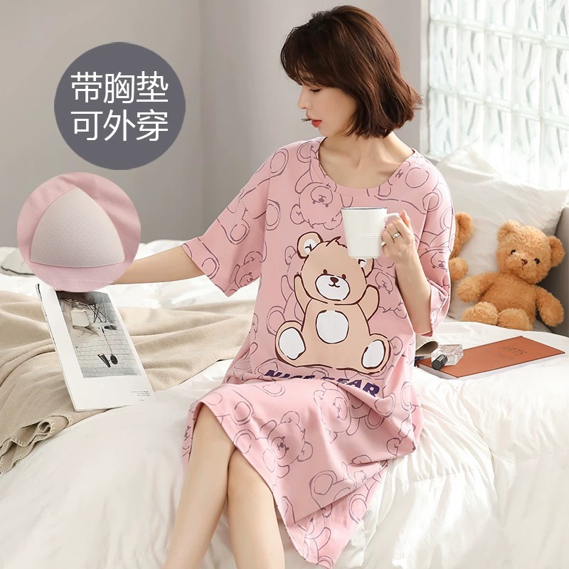 S242. SLEEPWEAR DRESS BEAR PINK