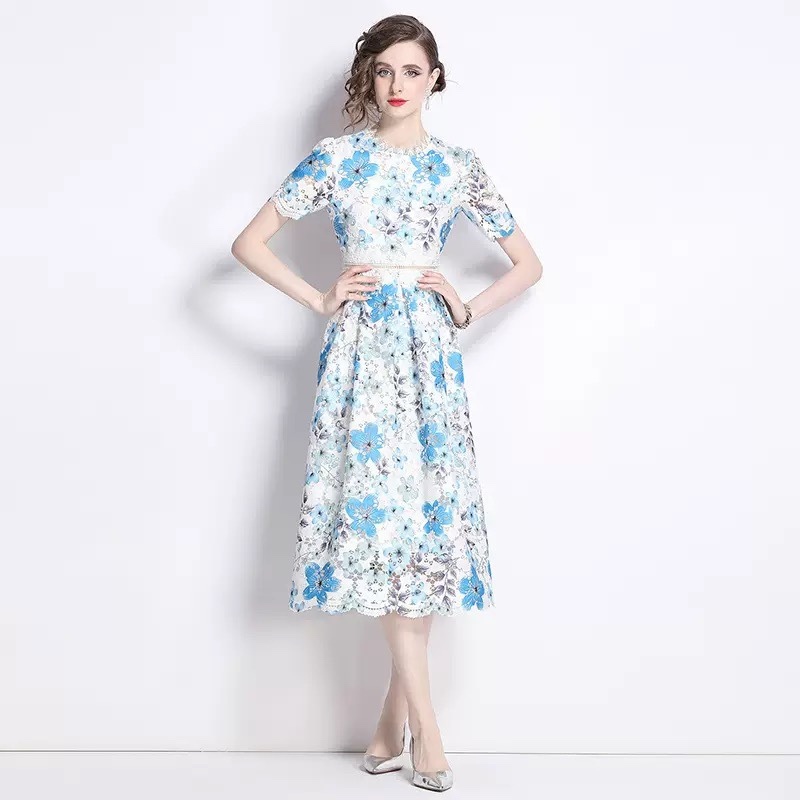 8292. LACE DRESS EXCLUSIVE BLUE