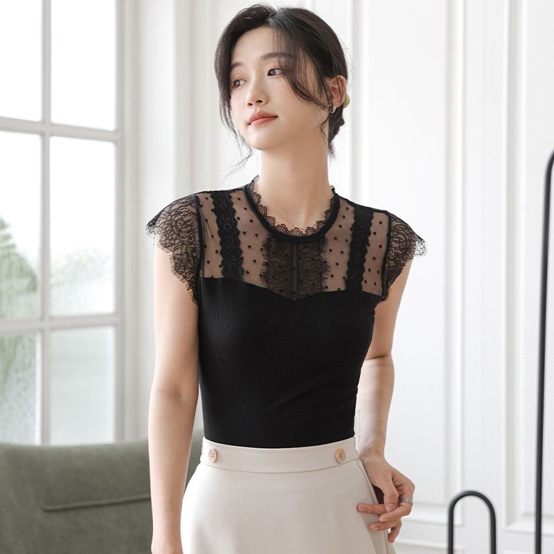 C846. LACE TOP CAMISOLE BLACK