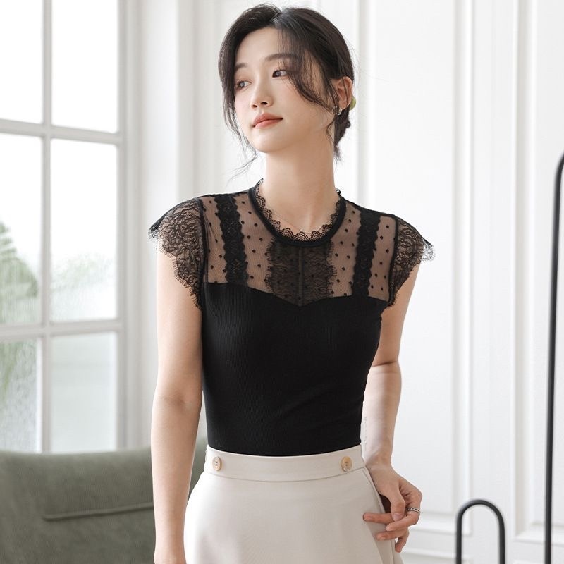 C846. LACE TOP CAMISOLE BLACK