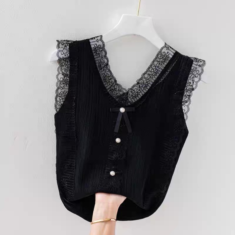 C831. LACE TOP CAMISOLE BLACK