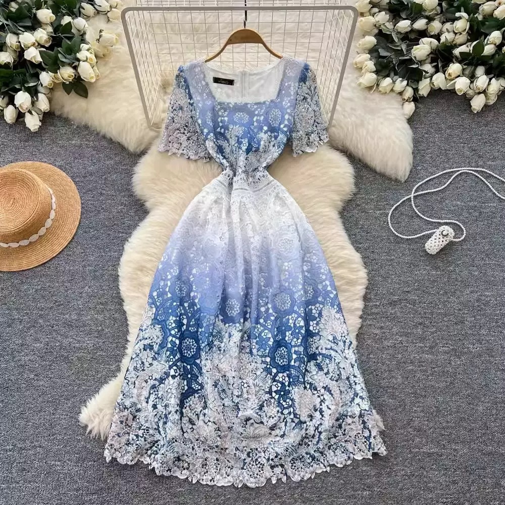 8263. LACE DRESS EXCLUSIVE BLUE