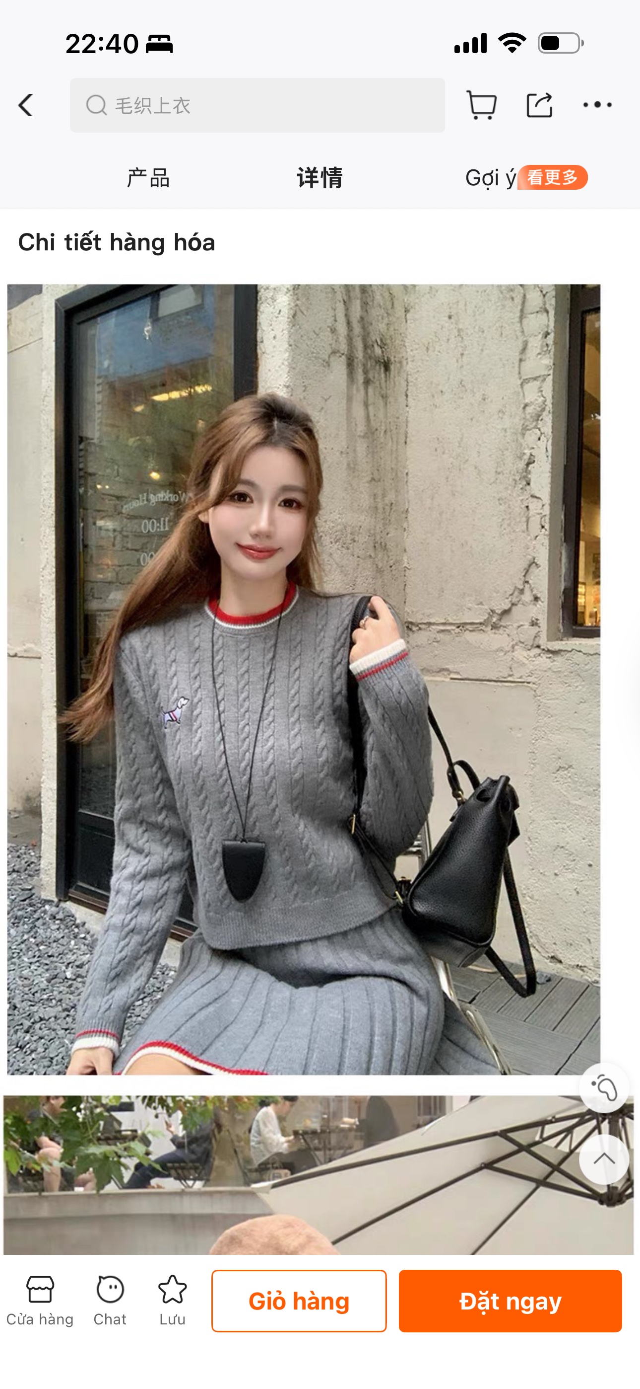 6855. SET SHORT SKIRT KNITTED GRAY