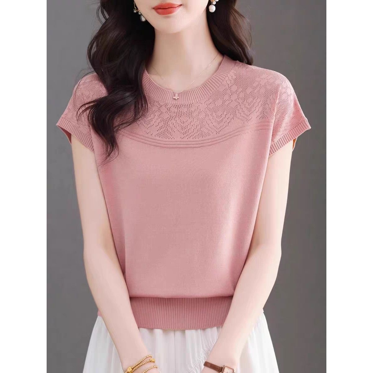 C809. PINK SHORT SLEEVES TOP