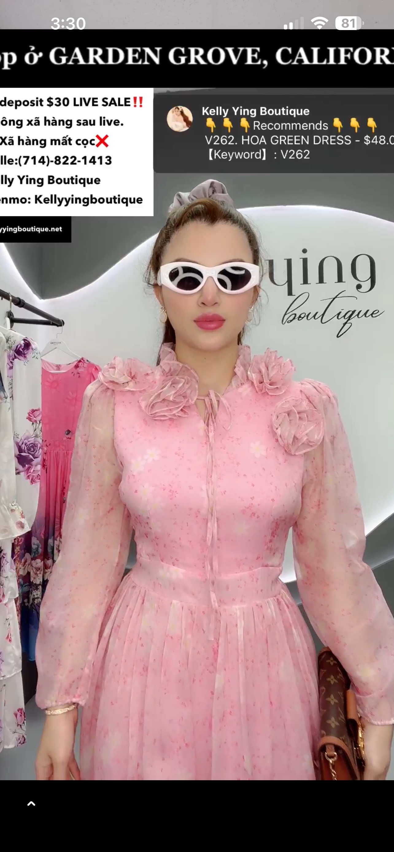 V303. HOA PINK DRESS