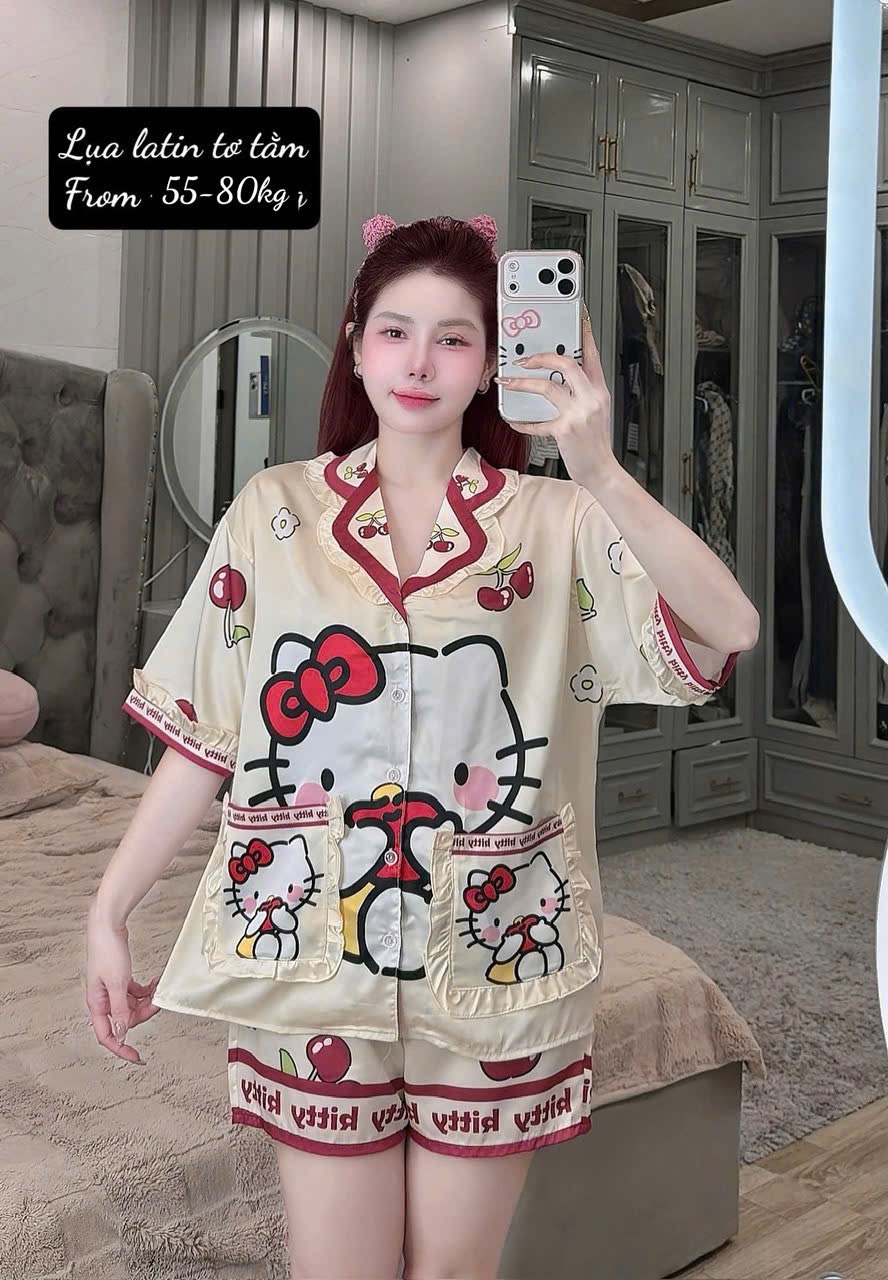 V1007. SLEEPWEAR HELLO KITTY CHERRY RED