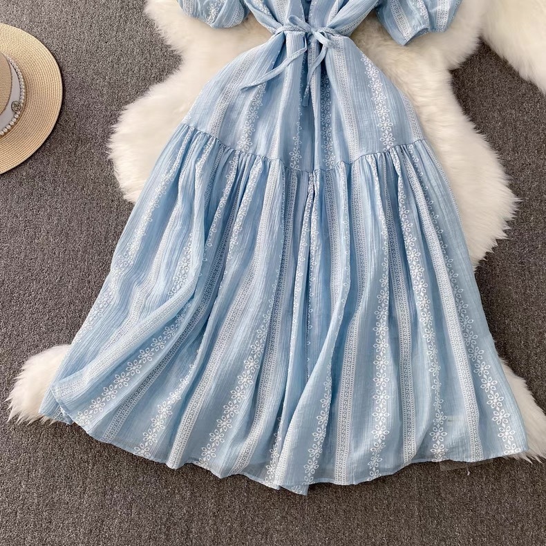 7829. BLUE LONG DRESS