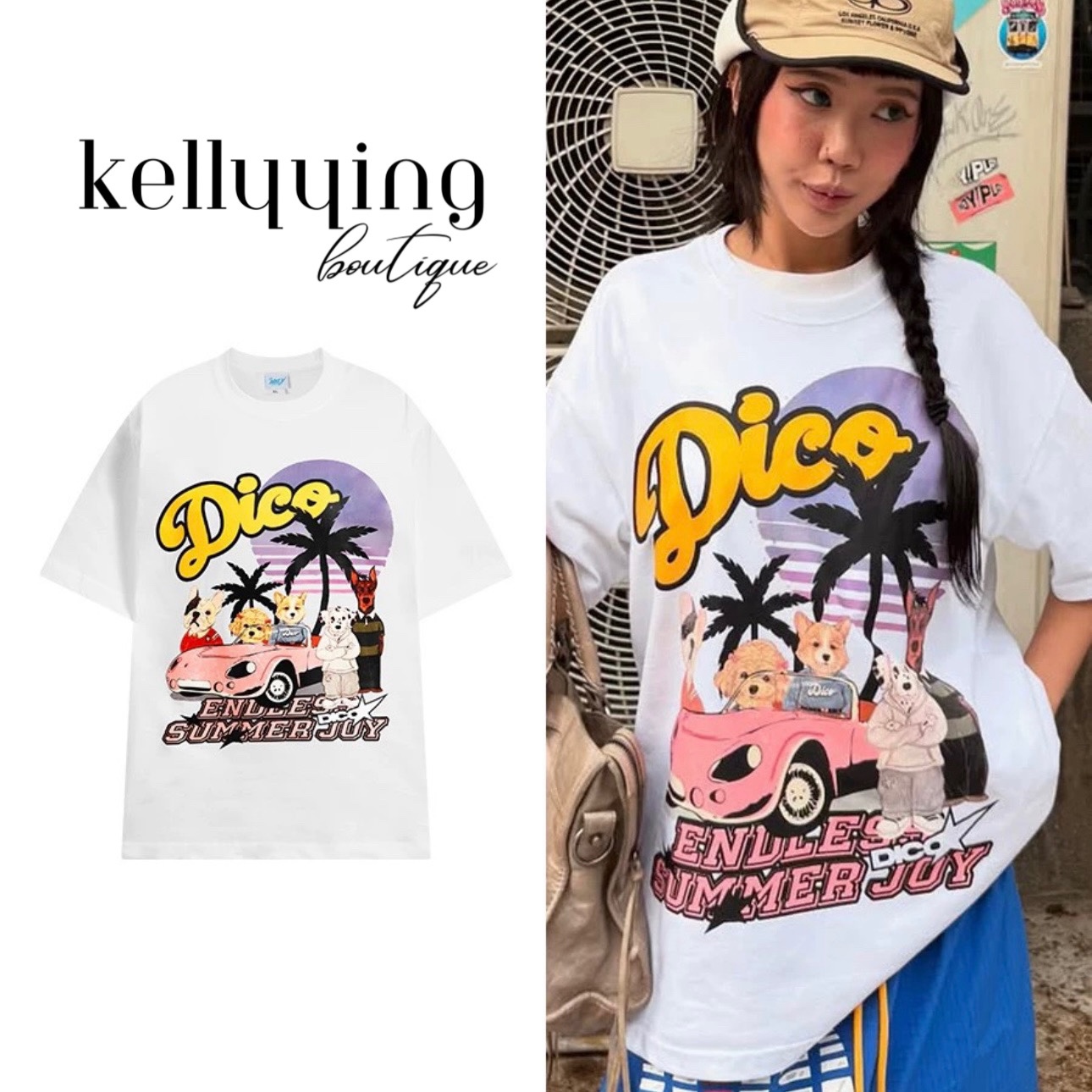 1613. DOG WHITE TEE