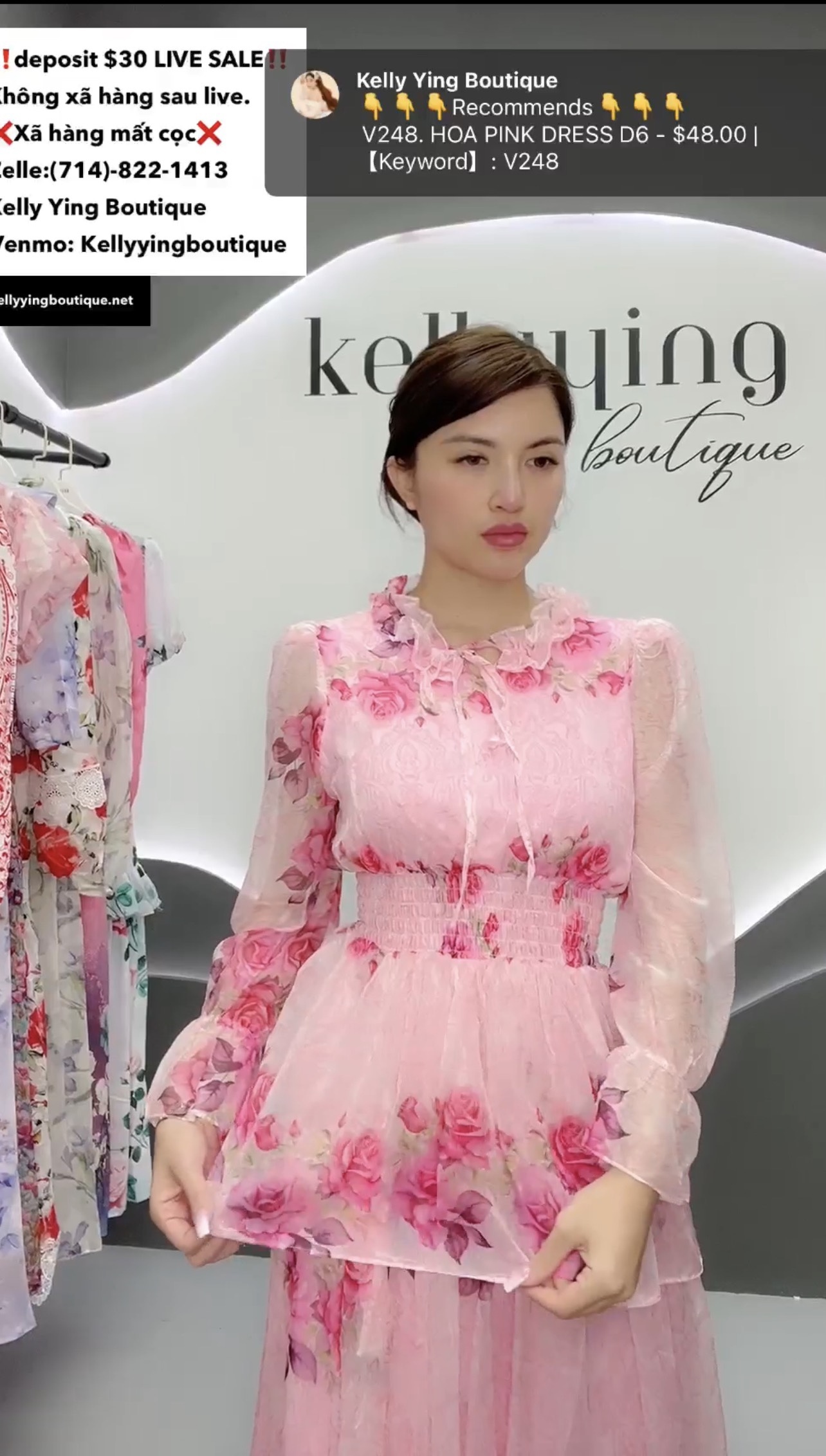 V248. HOA PINK DRESS D6