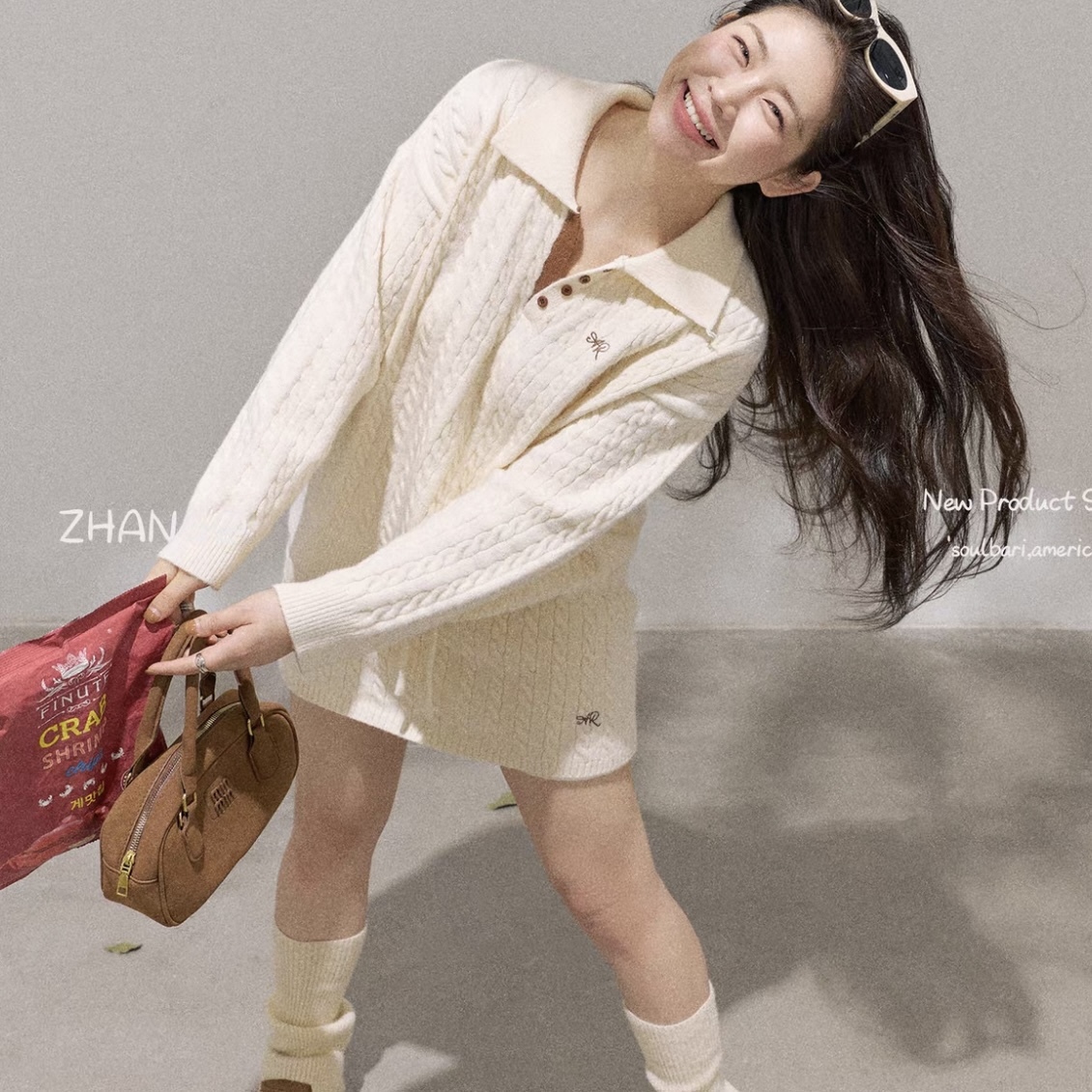 6858. SET SHORT SKIRT KNITTED WHITE