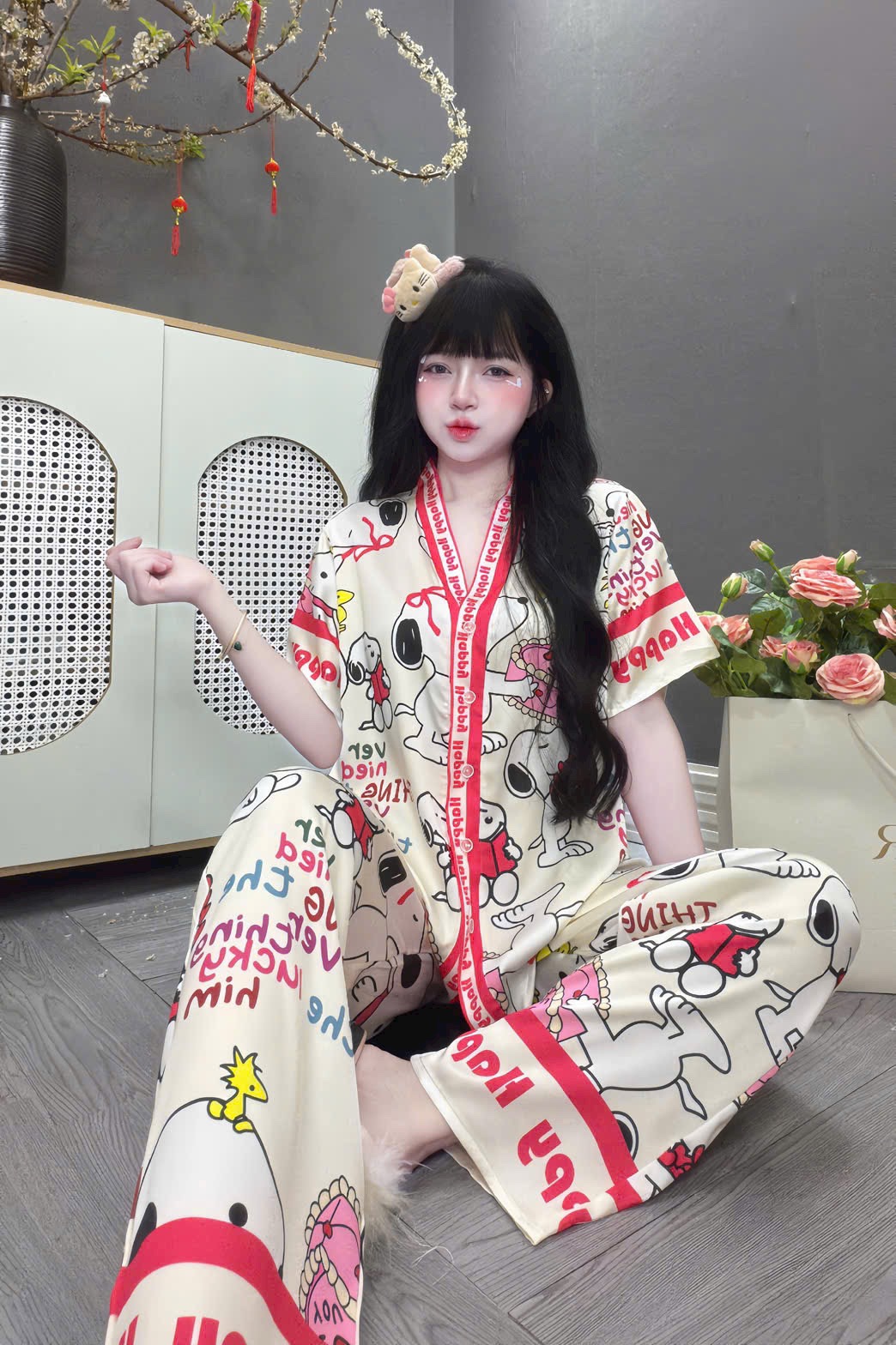V1092. SLEEPWEAR DOG RED