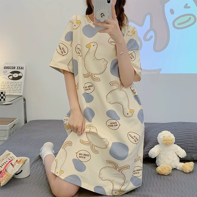 S232. SLEEPWEAR DRESS DUCK CREAM