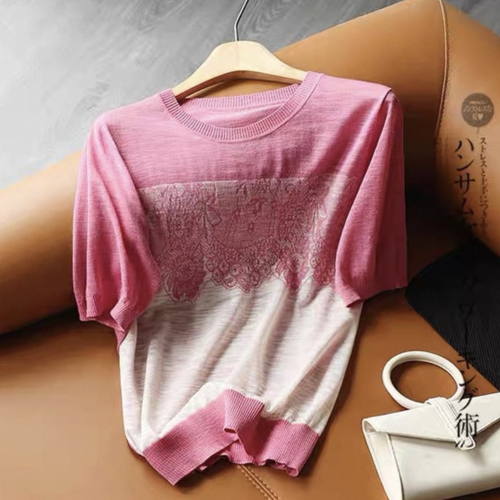 C701. PINK SHORT SLEEVES TOP