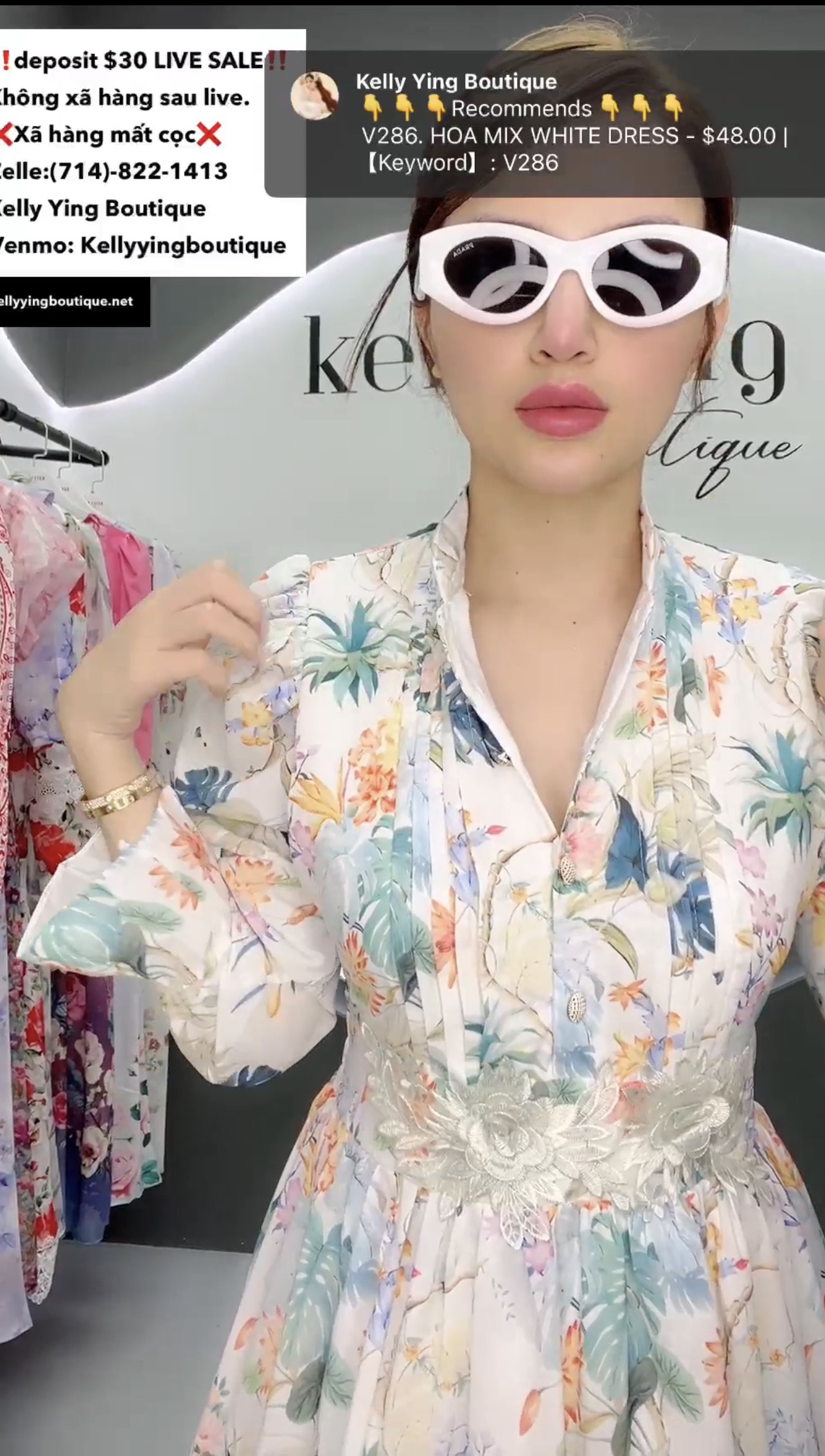 V286. HOA MIX WHITE DRESS