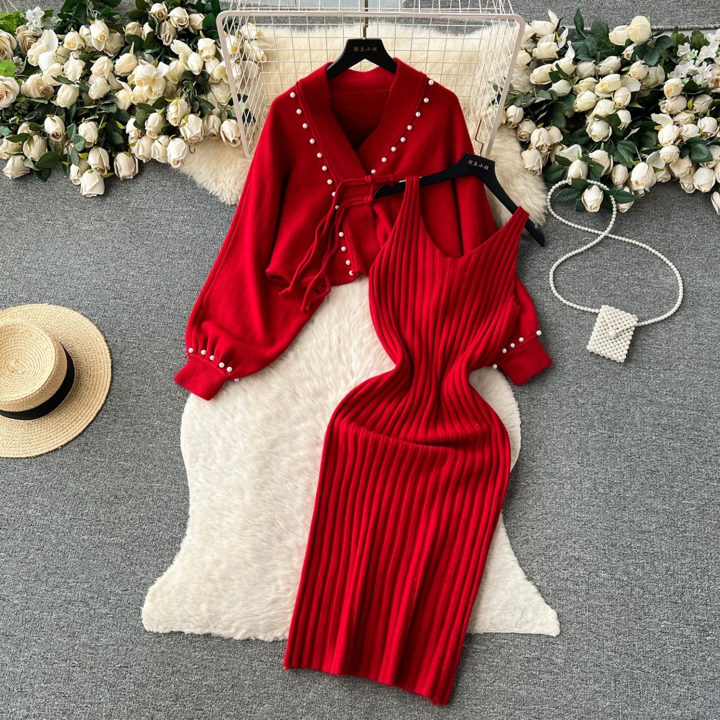 R55. RED LONG DRESS