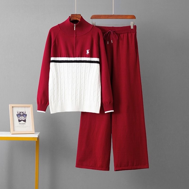 6949. SET LONG PANT KNITTED RED DT