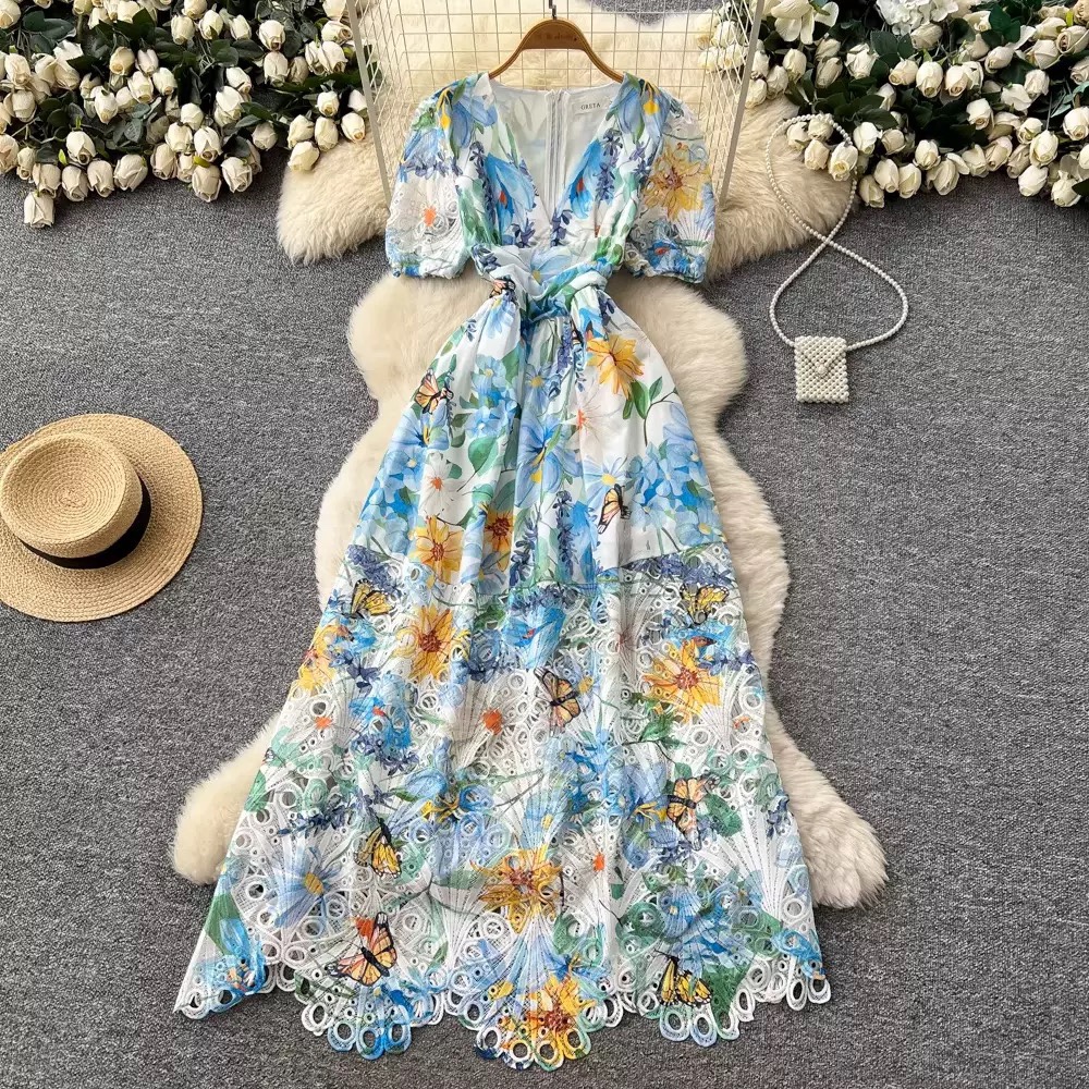 8270. LACE DRESS EXCLUSIVE BLUE