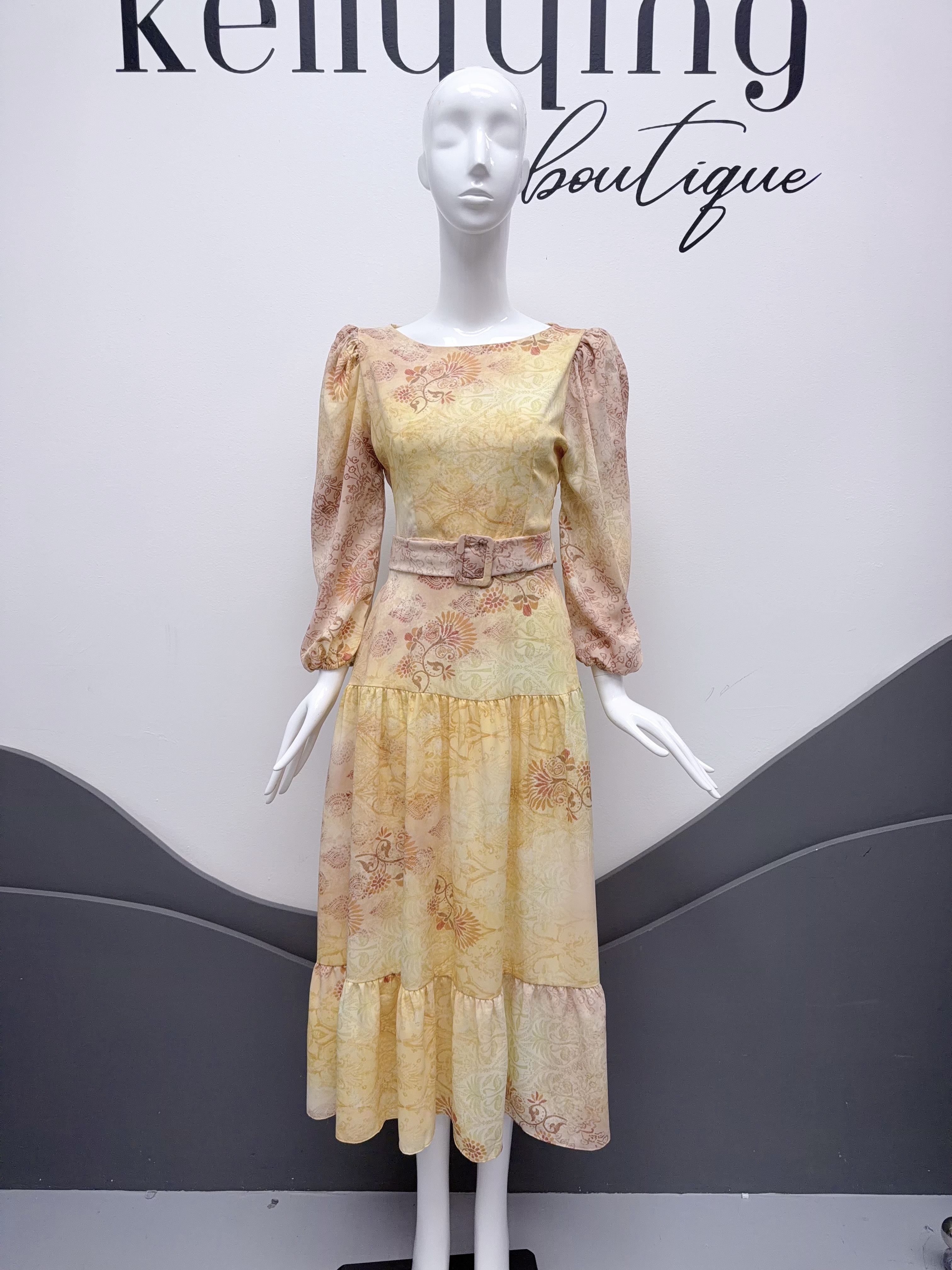 V314. HOA YELLOW DRESS