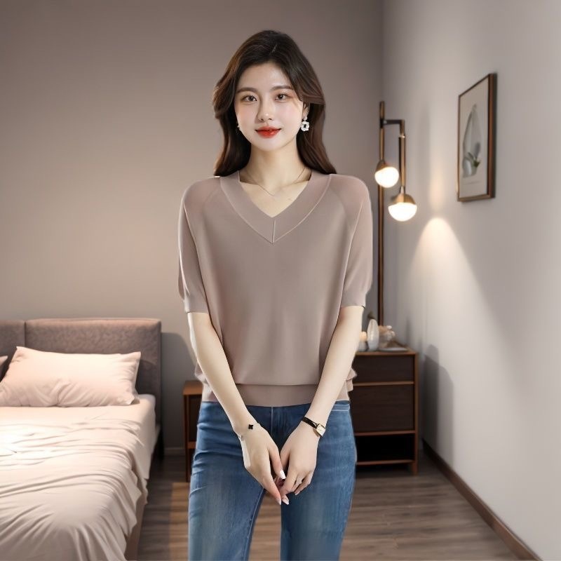C815. LIGHT BROWN SHORT SLEEVES TOP