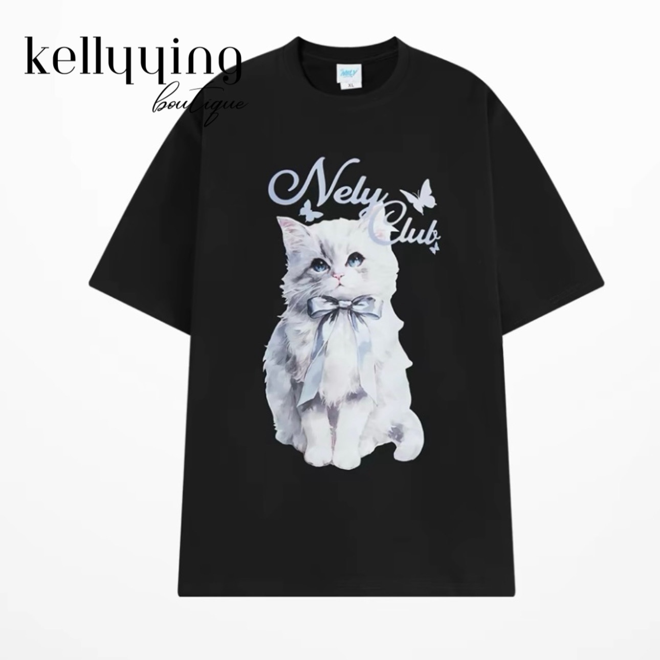 1714. CAT BLACK TEE
