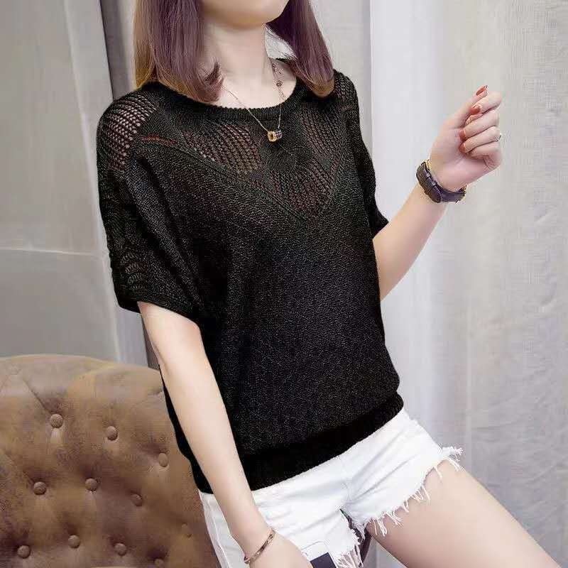 C771. BLACK SHORT SLEEVES TOP