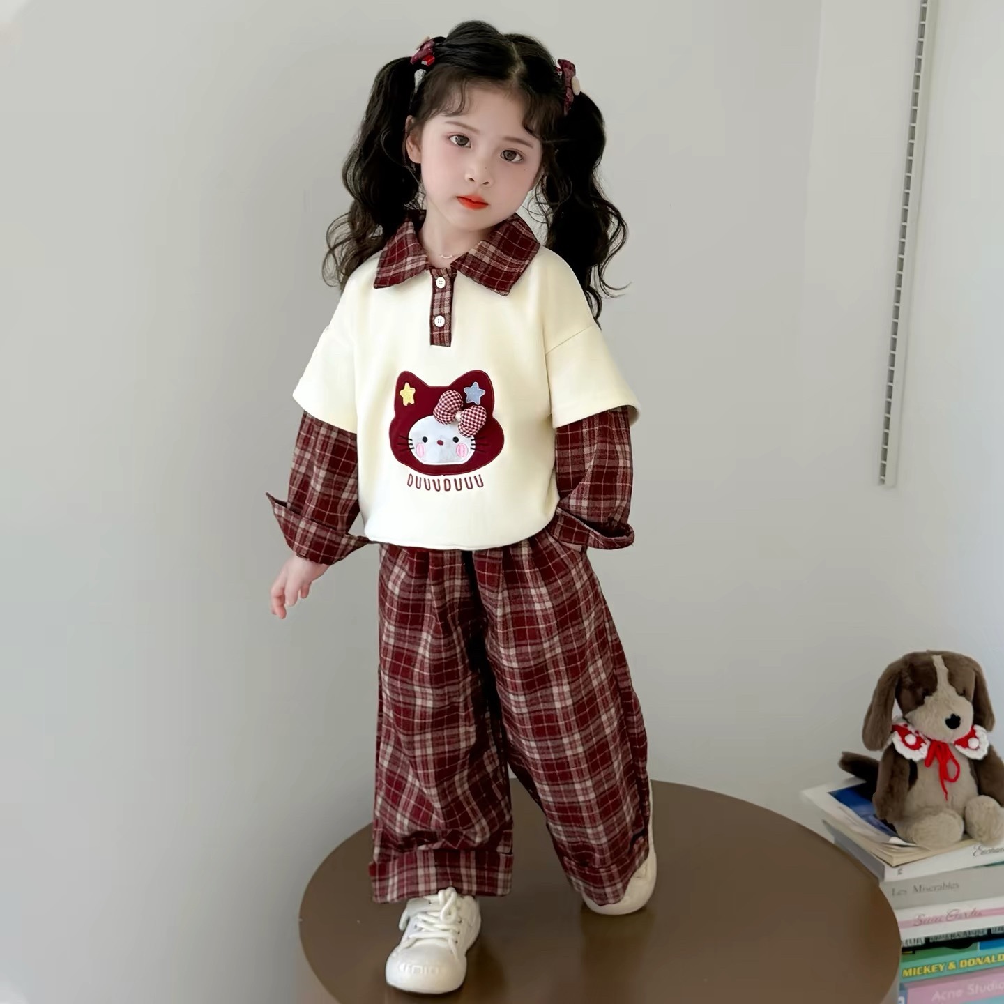 K391. KID GIRL DARK RED SET