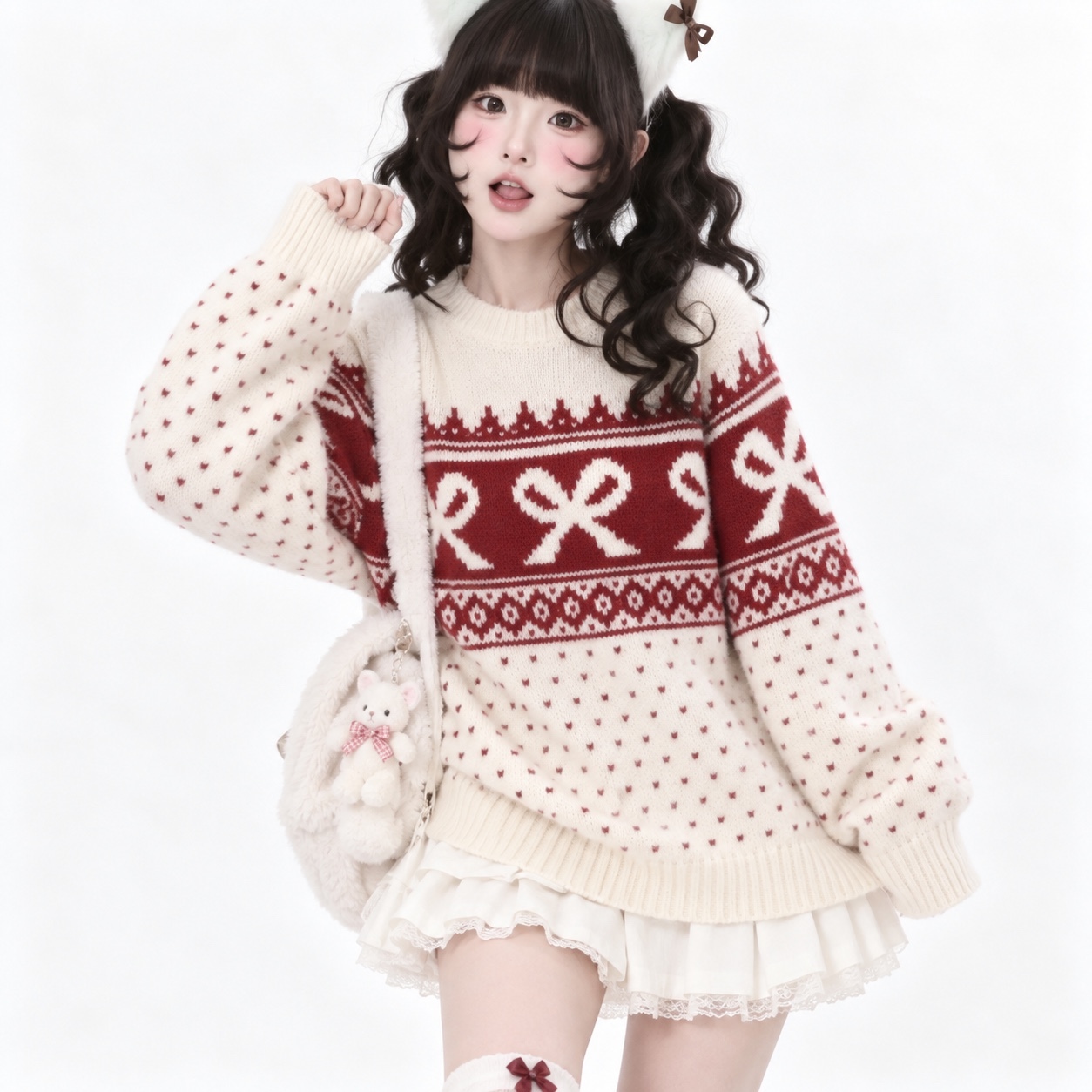 T572. SWEATER BOW WHITE