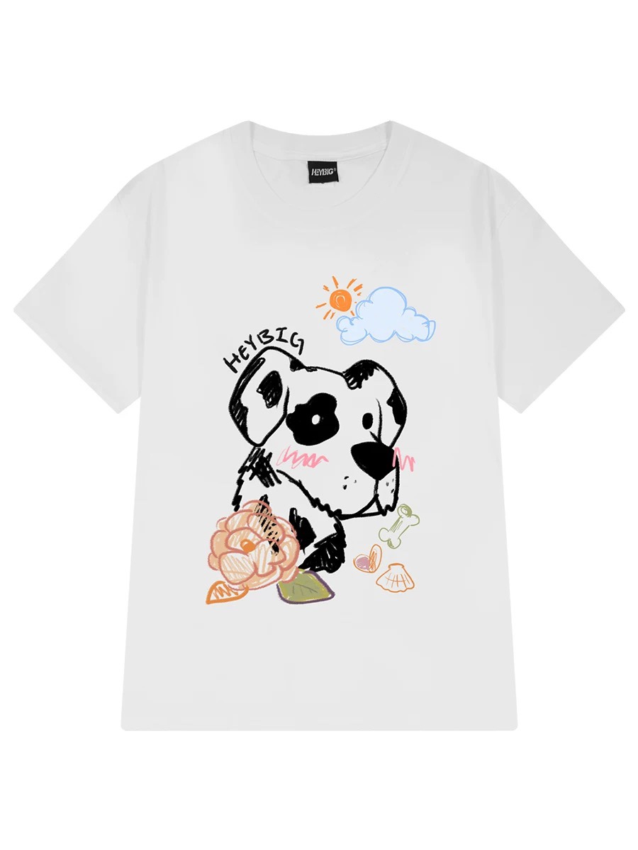 1673. DOG WHITE TEE