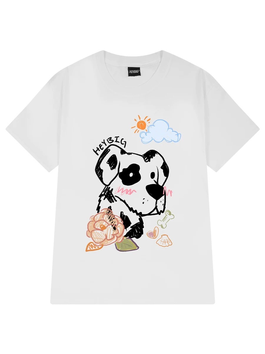 1673. DOG WHITE TEE