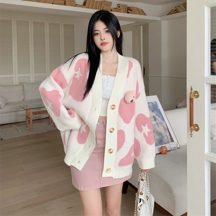 9221. CARDIGAN BEAR WHITE