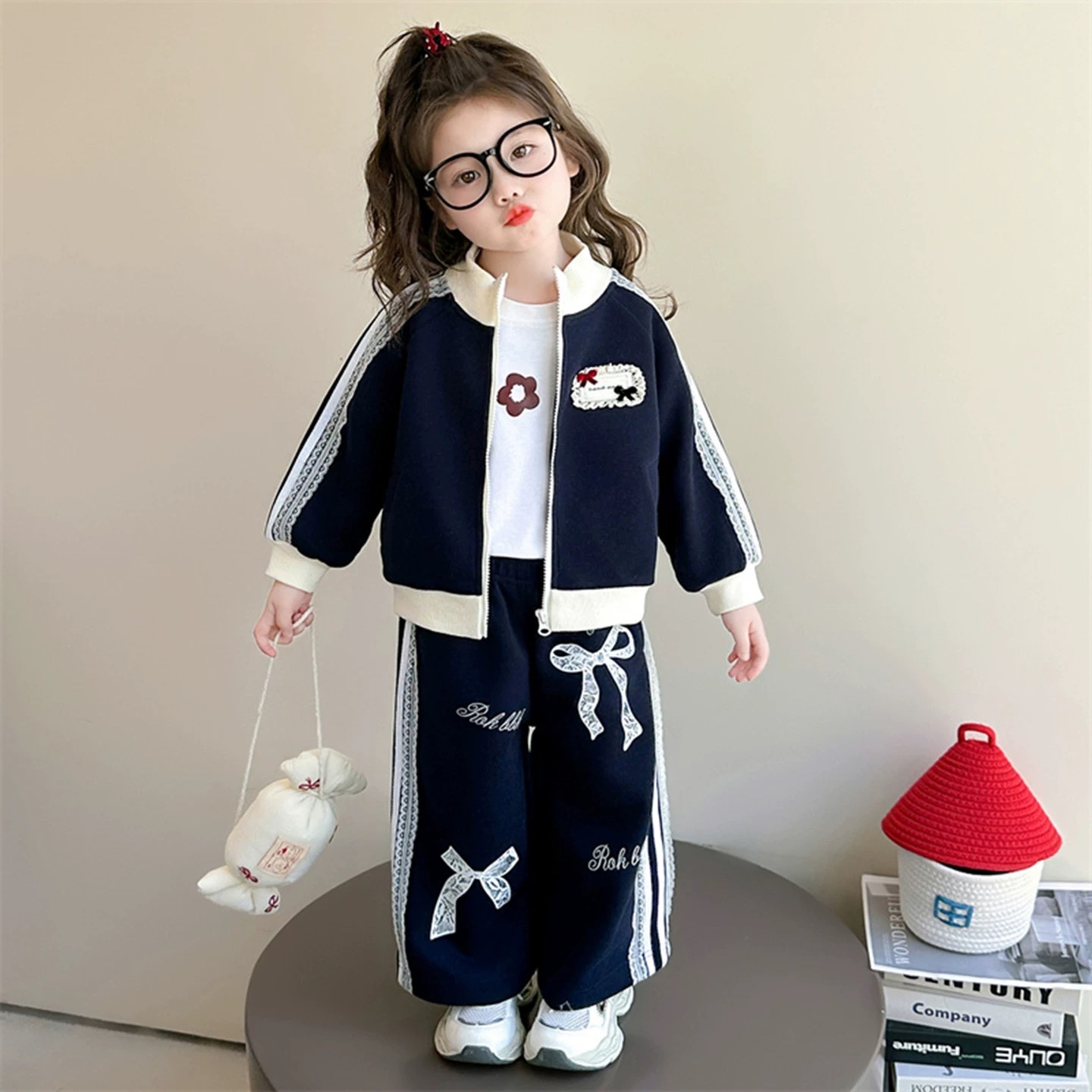 K47. BLACK BOW TIE BABY SET