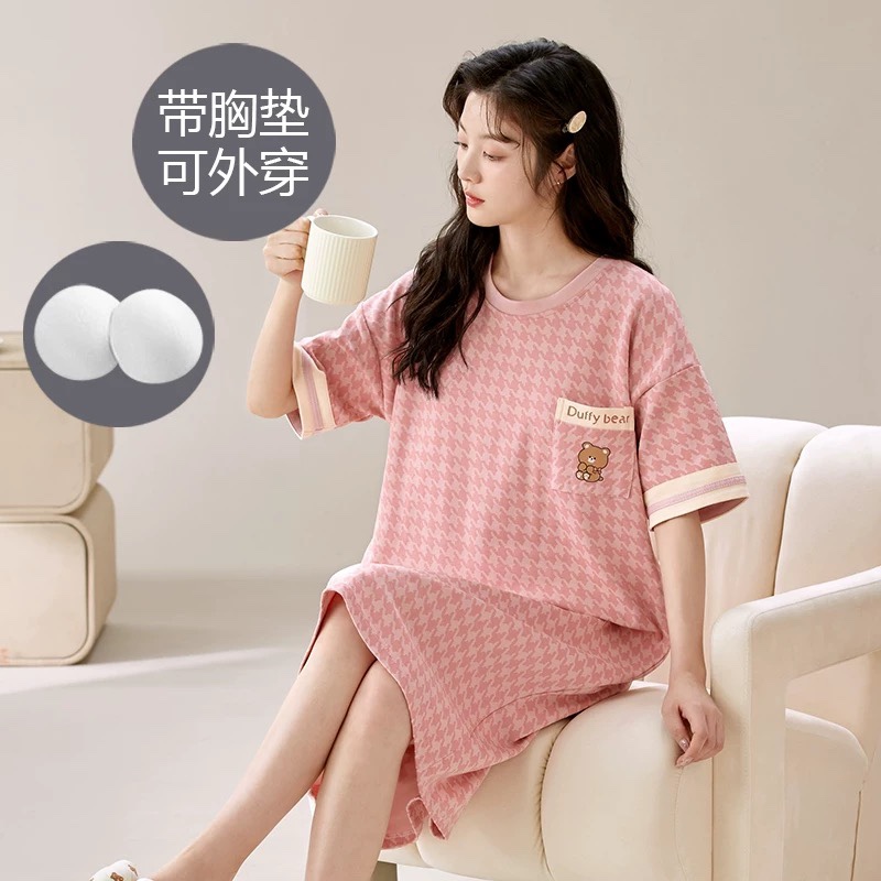 S264. SLEEPWEAR DRESS BEAR PINK