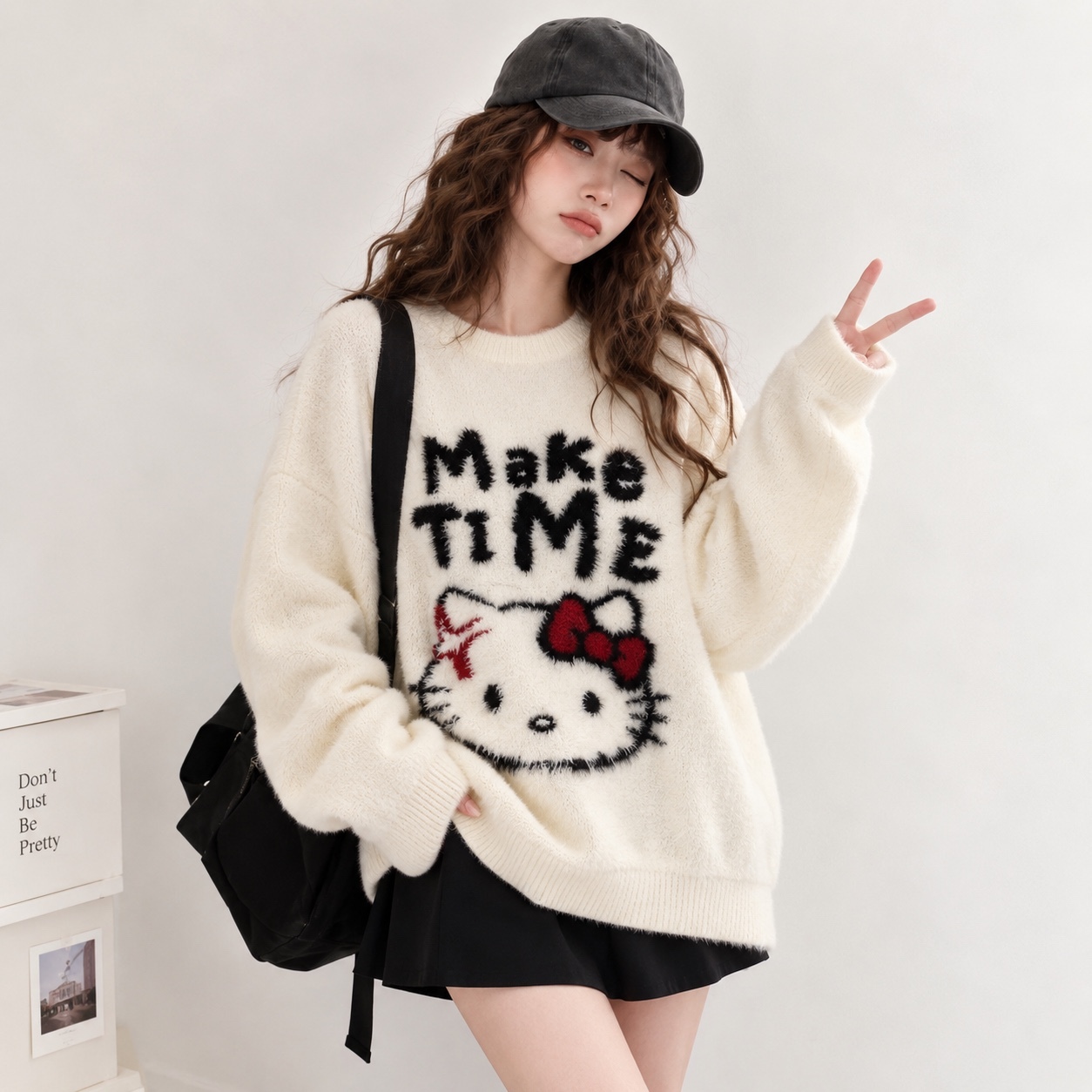 T514. SWEATER KITTY WHITE