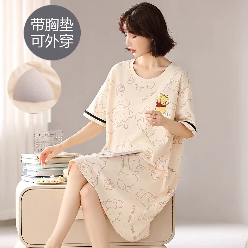S227. SLEEPWEAR DRESS POOH CREAM