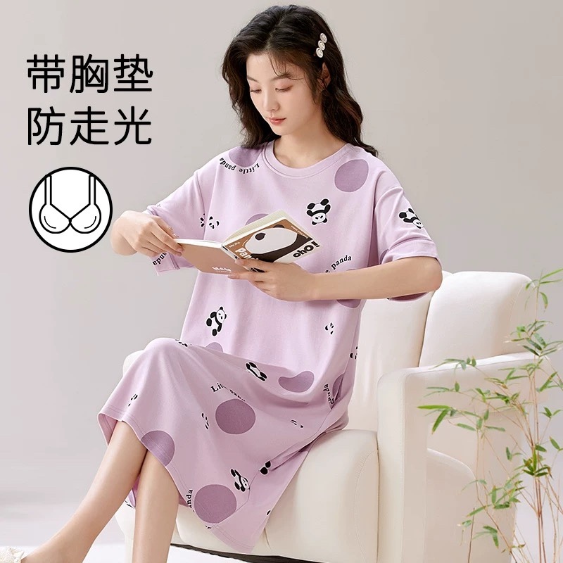 S262. SLEEPWEAR DRESS PANDA PURPLE
