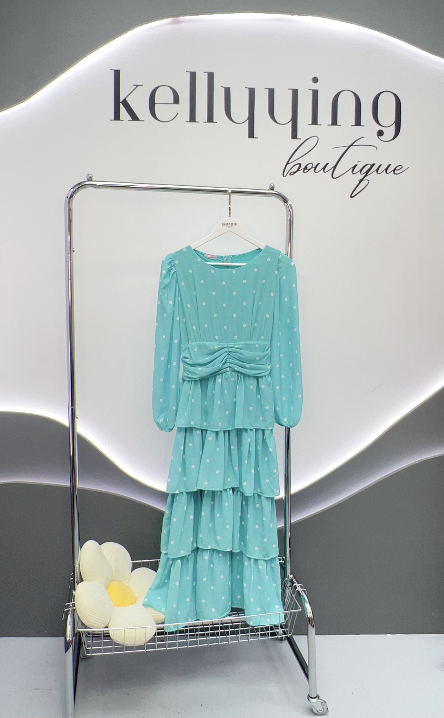 V268. HOA CHAM BI MINT DRESS